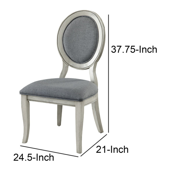 Benzara Fabric Upholstery Side Chair White And Gray Pack Of Two