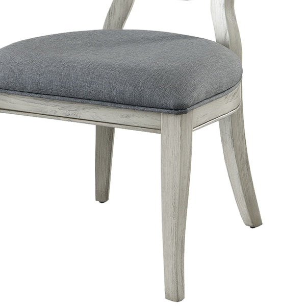 Benzara Fabric Upholstery Side Chair White And Gray Pack Of Two