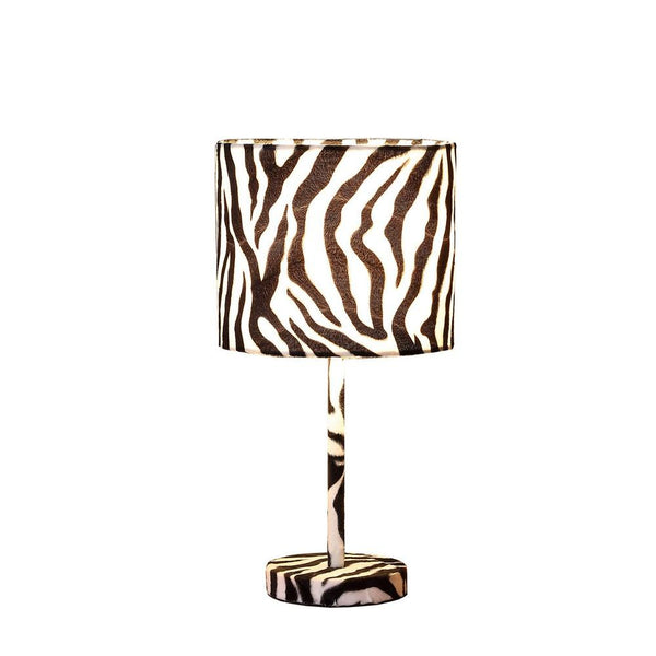 Benzara Fabric Wrapped Table Lamp With Animal Print White And Black - BM233929