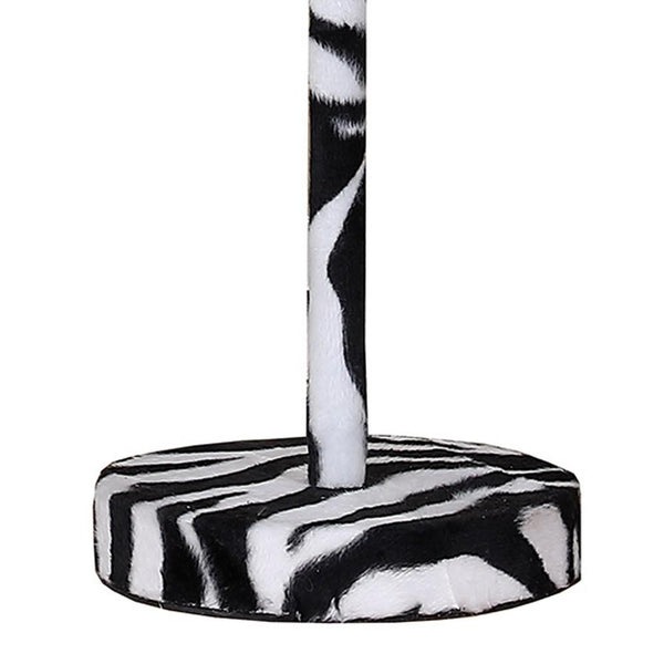 Benzara Fabric Wrapped Table Lamp With Animal Print White And Black - BM233929