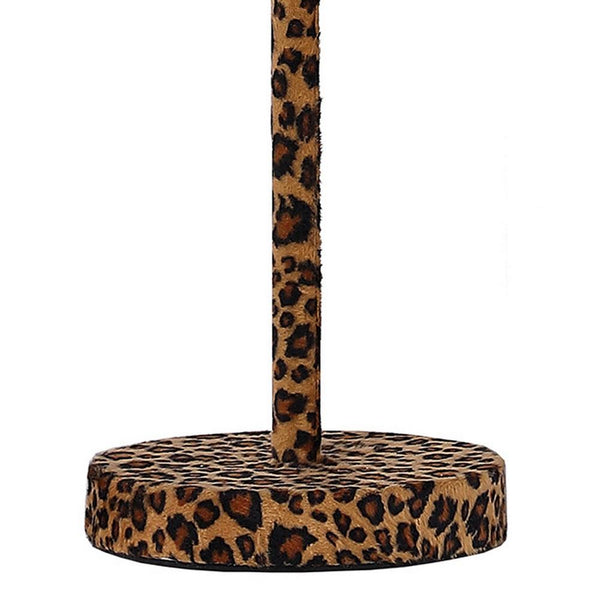 Benzara Fabric Wrapped Table Lamp With Dotted Animal Print Brown And Black - BM233930