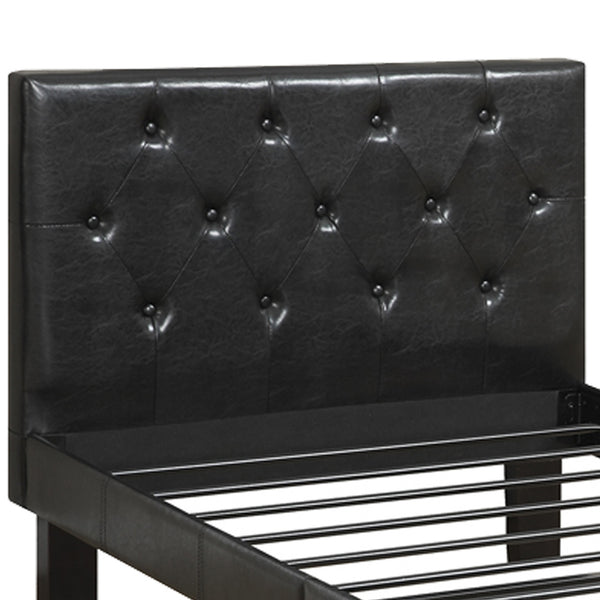 Benzara Faux Leather Upholstered Twin Size Bed With Tufted Headboard Black - BM171747