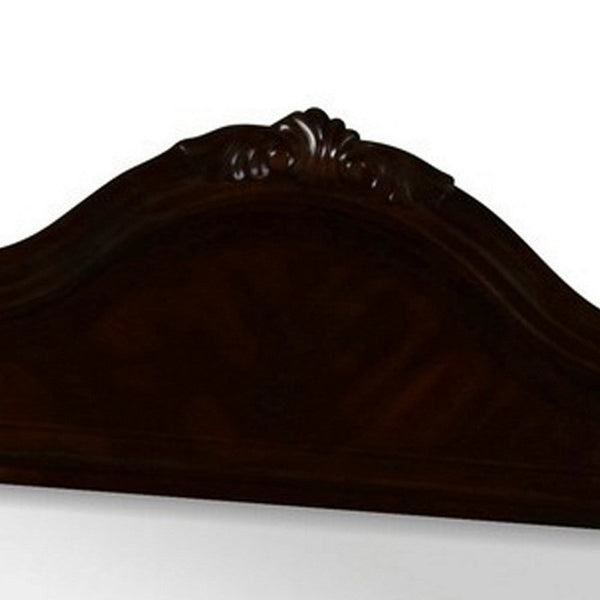 Benzara Fay 42 X 44 Dresser Mirror Arched Hand Carved Frame Dark Brown Maple Wood - BM309550