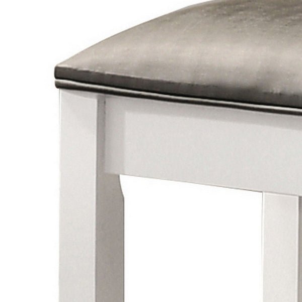 Benzara Felicity 16 Inch Upholstered Vanity Stool Padded Seat Glossy White - BM296795