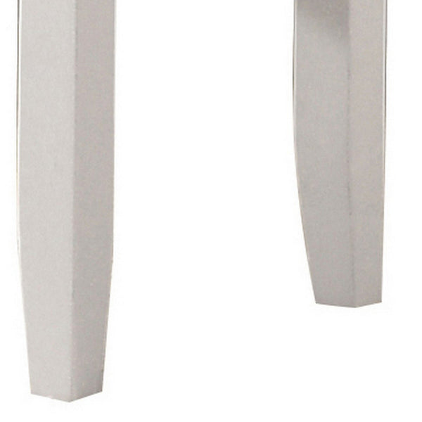 Benzara Felicity 16 Inch Upholstered Vanity Stool Padded Seat Glossy White - BM296795