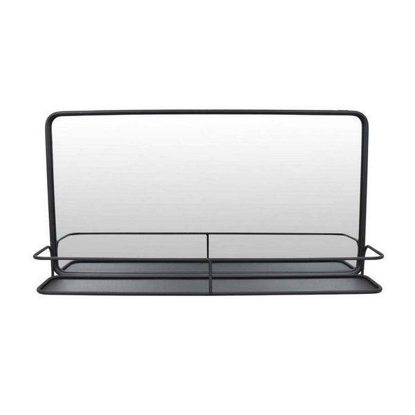 Benzara Feno Decorative Wall Mirror 30 Inch Landscape Black Metal Frame -BM331359