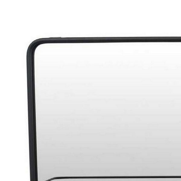 Benzara Feno Decorative Wall Mirror 30 Inch Landscape Black Metal Frame -BM331359