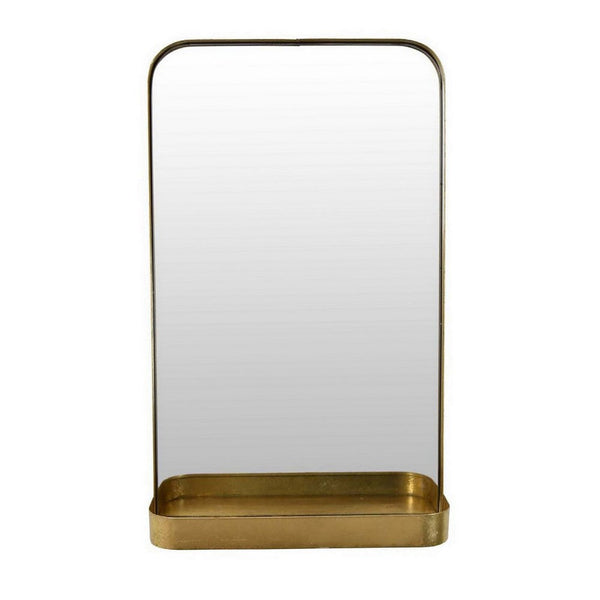 Benzara Feno Decorative Wall Mirror W Rack Portrait Style 30 Inch Gold Metal -BM331360