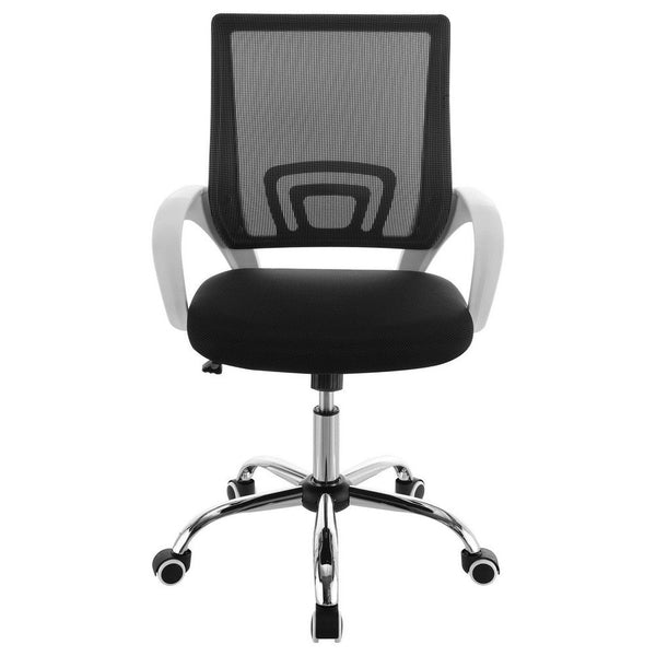 Benzara Fera Rolling Office Chair Adjustable Chrome Base Black Mesh Fabric -BM329149