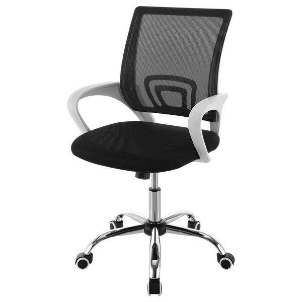 Benzara Fera Rolling Office Chair Adjustable Chrome Base Black Mesh Fabric -BM329149