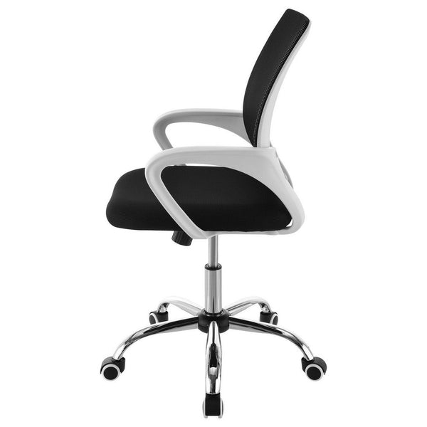 Benzara Fera Rolling Office Chair Adjustable Chrome Base Black Mesh Fabric -BM329149