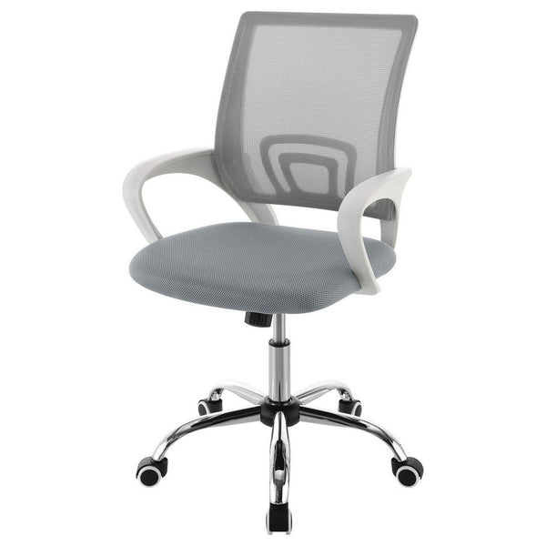Benzara Fera Rolling Office Chair Adjustable Chrome Base Gray Mesh Fabric -BM329150