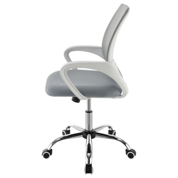 Benzara Fera Rolling Office Chair Adjustable Chrome Base Gray Mesh Fabric -BM329150