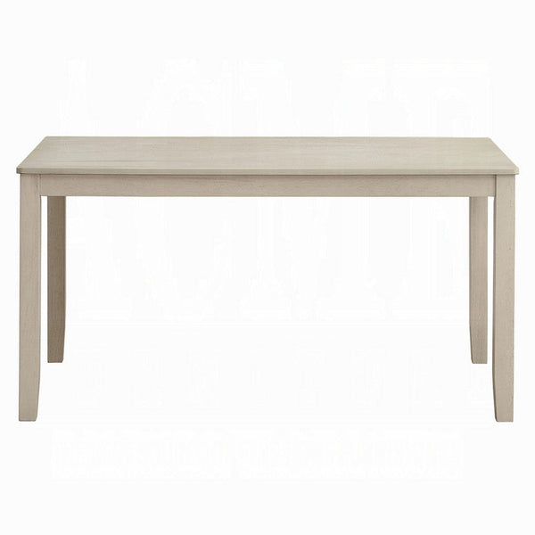 Benzara Feri Dining Table 59 Inch Rectangular Top Antique Bone White Finish -BM333081