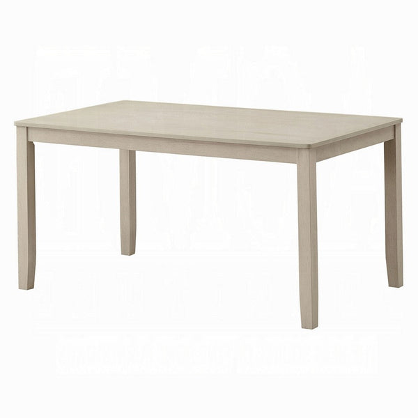 Benzara Feri Dining Table 59 Inch Rectangular Top Antique Bone White Finish -BM333081