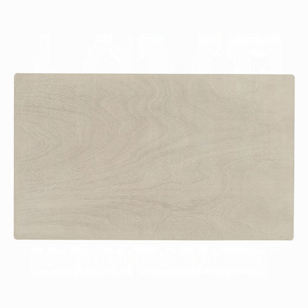 Benzara Feri Dining Table 59 Inch Rectangular Top Antique Bone White Finish -BM333081