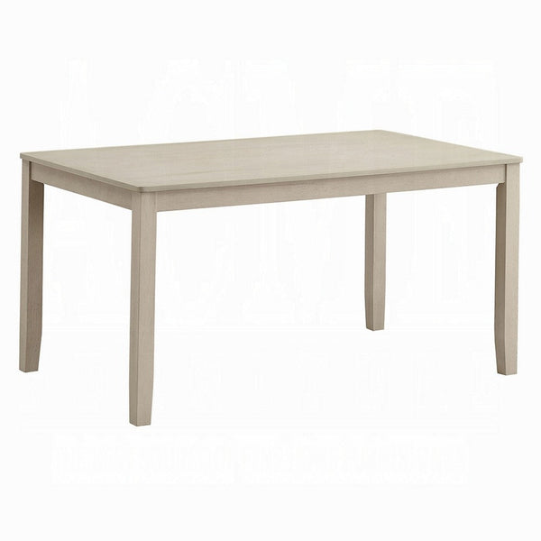 benzara Feri Dining Table 59 Inch Rectangular Top Antique Bone White Finish -BM333081