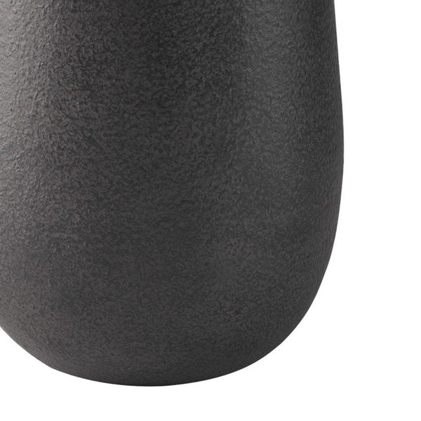 Benzara Fin 18 Inch Cylindrical Metal Vase Subtly Textured Antique Blackened Brown - BM283067