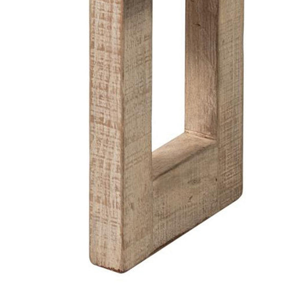 Benzara Fini Dining Bench 64 Inch Pine Wood Frame Sled Base Whitewash Brown -BM326611