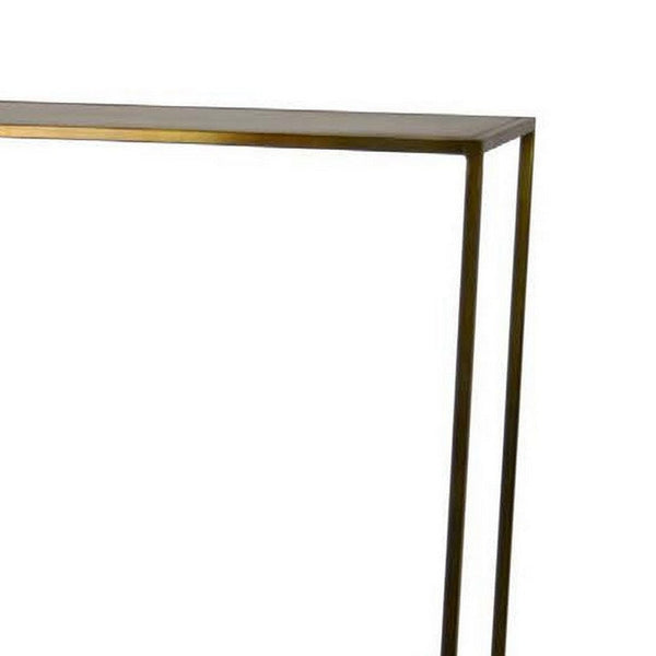 Benzara Fleur Plant Stand Console Lower Shelf Slim Brown Metal Frame 54 Inch -BM330153