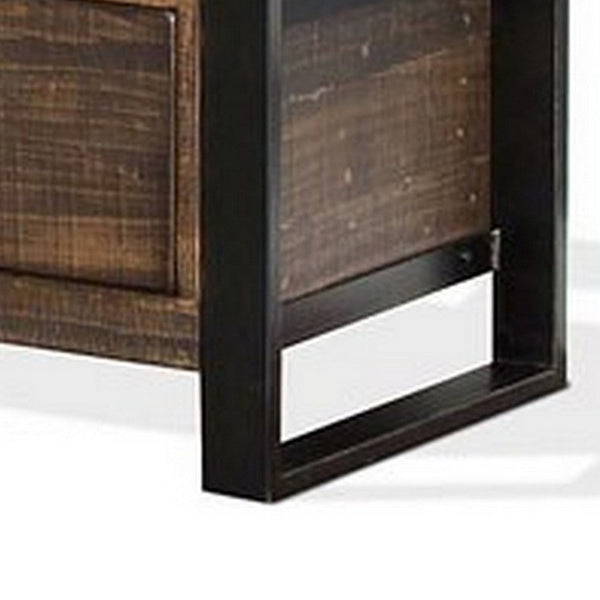 Benzara Flint TV Media Console 3 Drawers 2 Shelves Dark Brown Wood 64 Inch -BM325529