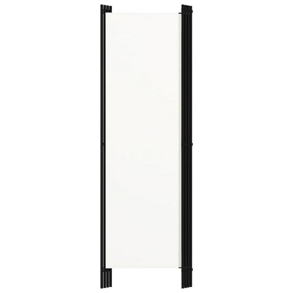 Benzara Folding Room Divider 79x71 White Fabric Black Iron Frame 4 Panels -BM325679