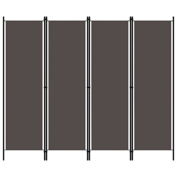 Benzara Freestanding Room Divider With 4 Panels Dark Gray Fabric 71x79 Iron -BM325719