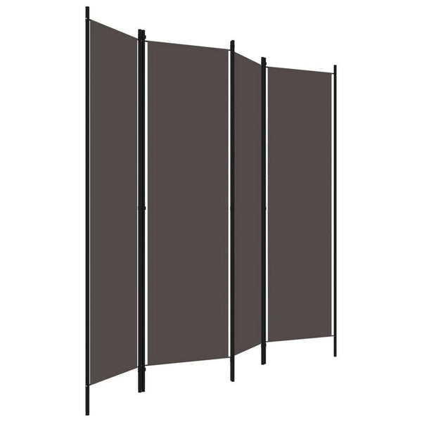 Benzara Freestanding Room Divider With 4 Panels Dark Gray Fabric 71x79 Iron -BM325719