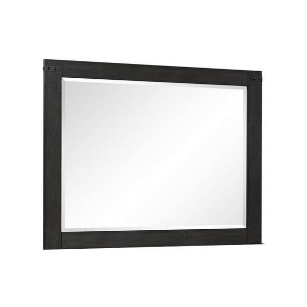 Benzara Galle 38 X 50 Dresser Mirror Rectangular Metal Accents Dark Gray Wood - BM309566