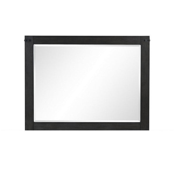Benzara Galle 38 X 50 Dresser Mirror Rectangular Metal Accents Dark Gray Wood - BM309566