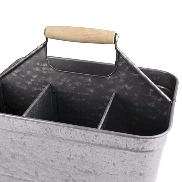 Benzara Galvanized Metal Sturdy Carry-All Serveware Gray - BM154998