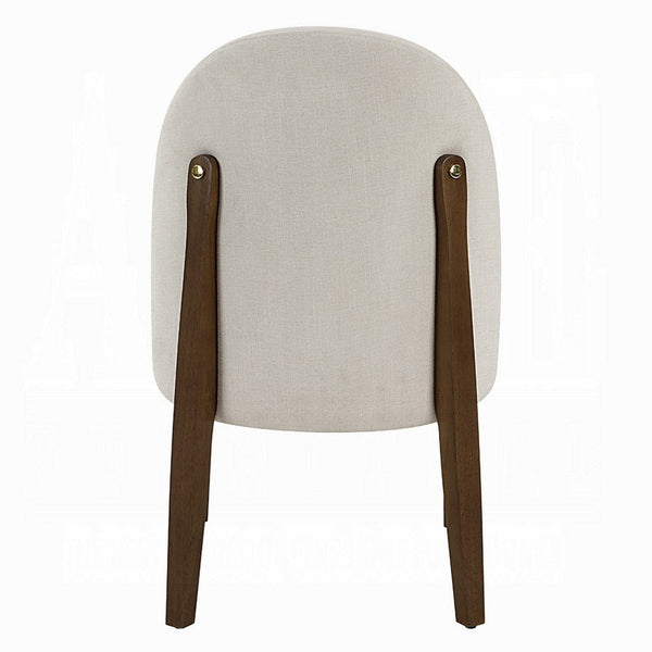 Benzara Gamo Set Of 2 Side Dining Chair Brown Rubberwood Soft White Fabric -BM333073