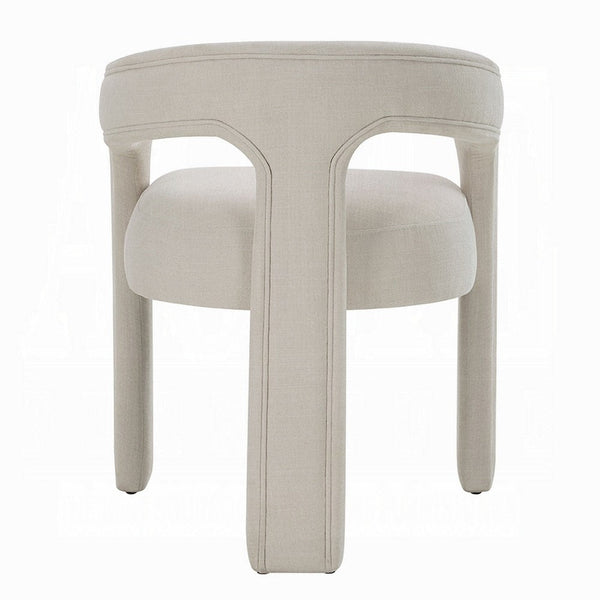 Benzara Gamo Set Of 2 Side Dining Chair Rounded Back Modern White Chenille -BM333072