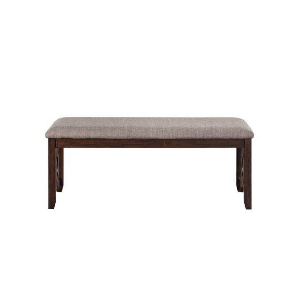 Benzara Gary 46 Inch Wood Bench With Fabric Seat Cherry Brown - BM272088