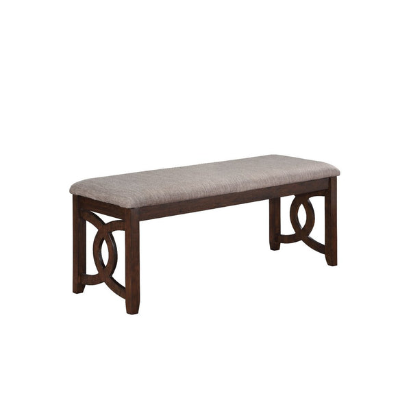 Benzara Gary 46 Inch Wood Bench With Fabric Seat Cherry Brown - BM272088