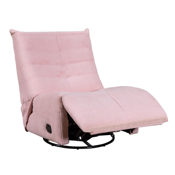 Benzara Gea 35 Inch Swivel Recliner Chair Tufted Pink Corduroy Solid Wood - BM314849