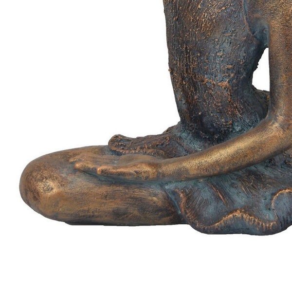 Benzara Giana Outdoor Garden Girl Figurine Yoga Pose Bronze Resin 19 Inch -BM324584