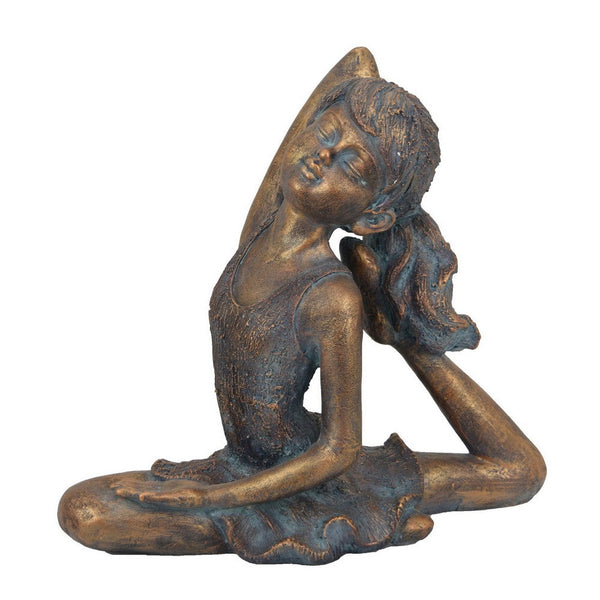Benzara Giana Outdoor Garden Girl Figurine Yoga Pose Bronze Resin 19 Inch -BM324584
