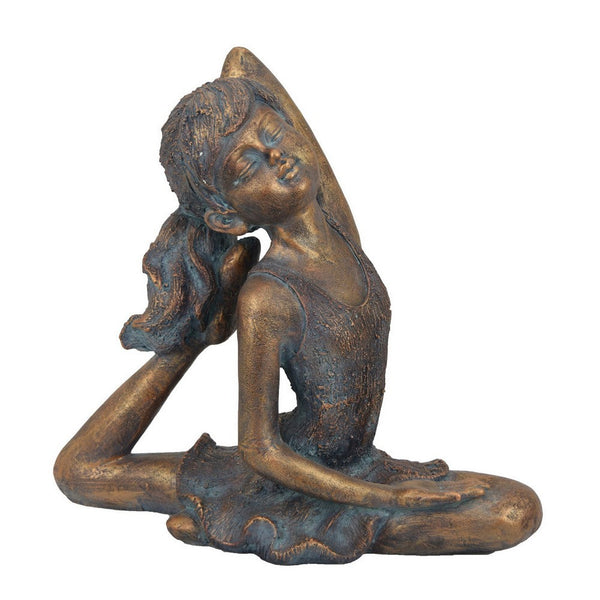 benzara Giana Outdoor Garden Girl Figurine Yoga Pose Bronze Resin 19 Inch -BM324584