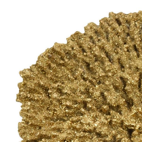 Benzara Gito Coral Sculpture Accent Decor Black Base And Gold Resin 10 Inch -BM324310