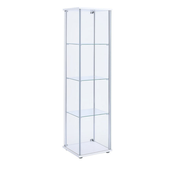 Benzara Glass And Metal Curio Cabinet With 4 Shelves Clear And White - BM206503