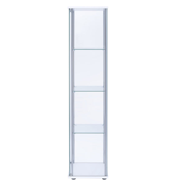 Benzara Glass And Metal Curio Cabinet With 4 Shelves Clear And White - BM206503