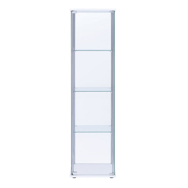 Benzara Glass And Metal Curio Cabinet With 4 Shelves Clear And White - BM206503