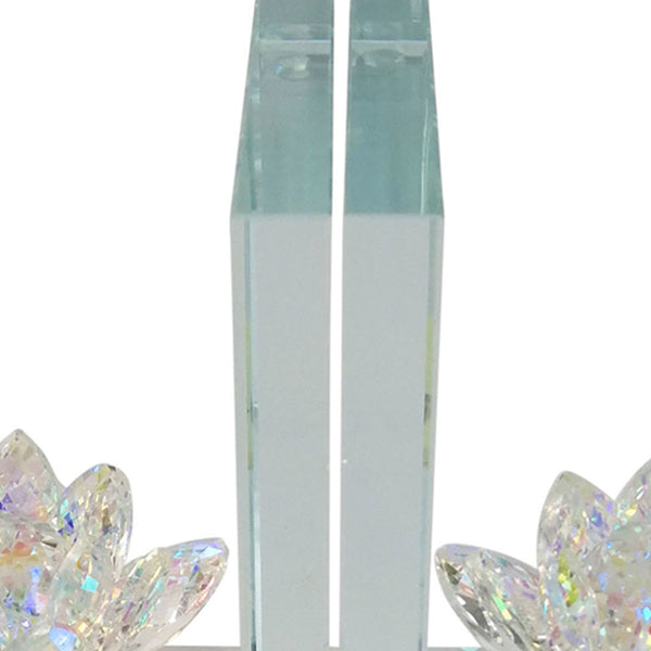 Benzara Glass Made Lotus Statuette Bookend Pair Of 2 Clear - BM205105