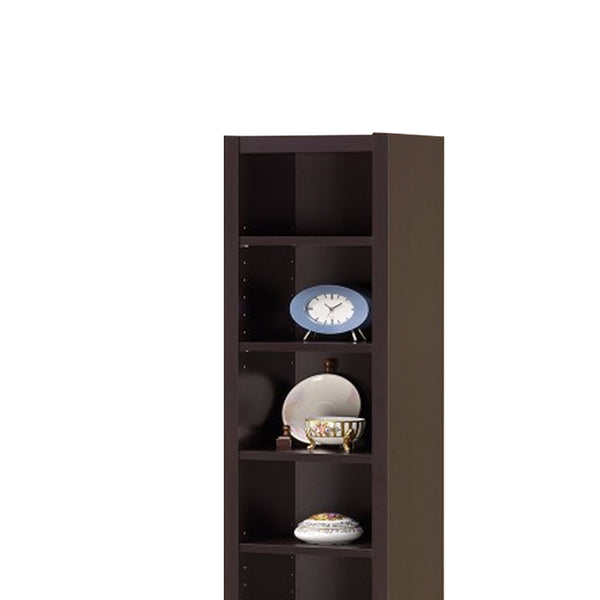 Benzara Glimmering Brown Narrow Wooden Bookcase - BM156239