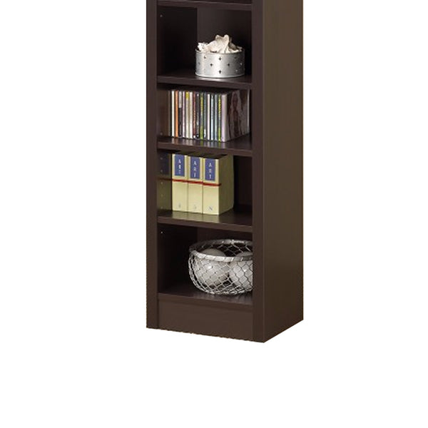 Benzara Glimmering Brown Narrow Wooden Bookcase - BM156239