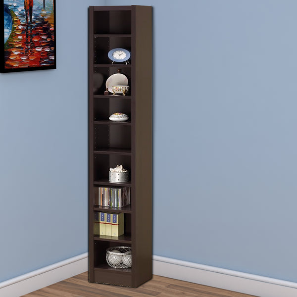 benzara Glimmering Brown Narrow Wooden bookcase - BM156239