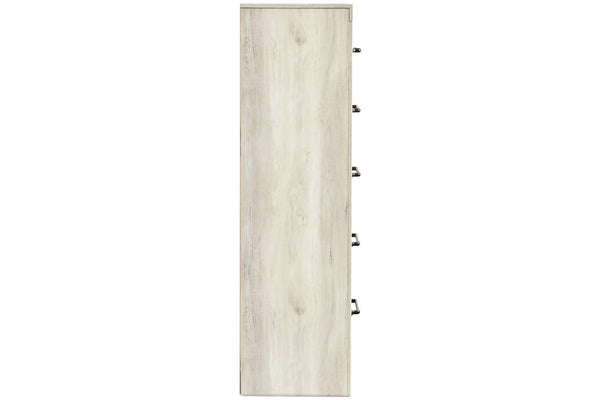 Benzara Grained 5 Drawer Wooden Chest With Bar Pull Handles In Distressed White - BM209316