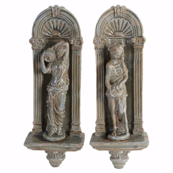 benzara Grecian Appeal Ceramic Wall decors Set of 2 Gray - BM154374