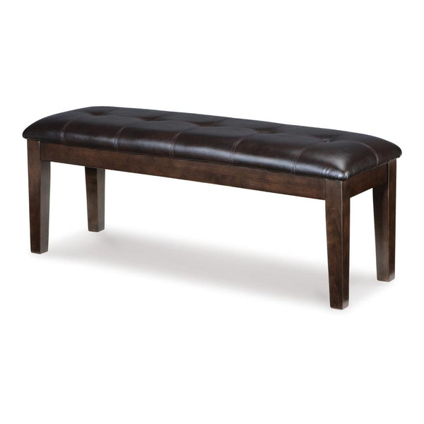 Benzara Hado Dining Bench 49 Inch Tufted Faux Leather Seat Dark Brown -BM328212
